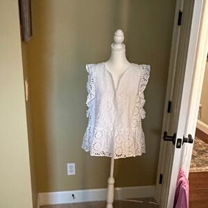 Lilly Pulitzer White Eyelet Ruffle Blouse